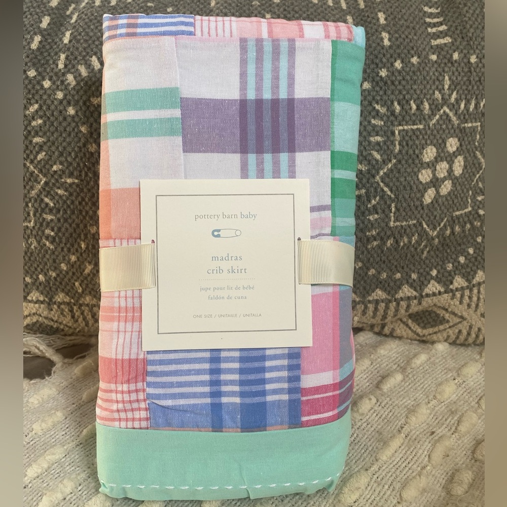 {Pottery Barn} NIP Madras Crib Skirt